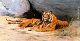 Wilhelm Kuhnert Wall Art - Tigers Resting